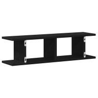 Produktbild för Vägghyllor 2 st svart ek 75x18x20 cm konstruerat trä