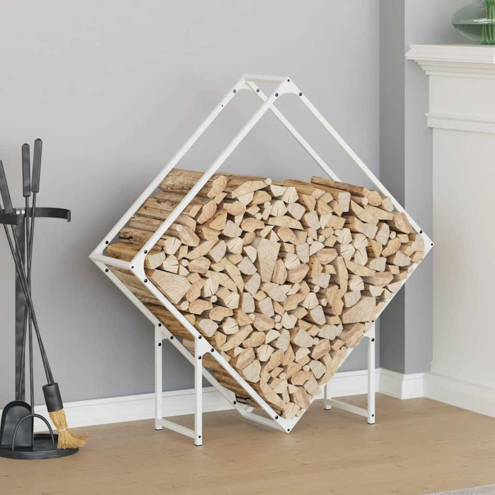 Produktbild för Vedställ vit 100x25x100 cm kallvalsat stål