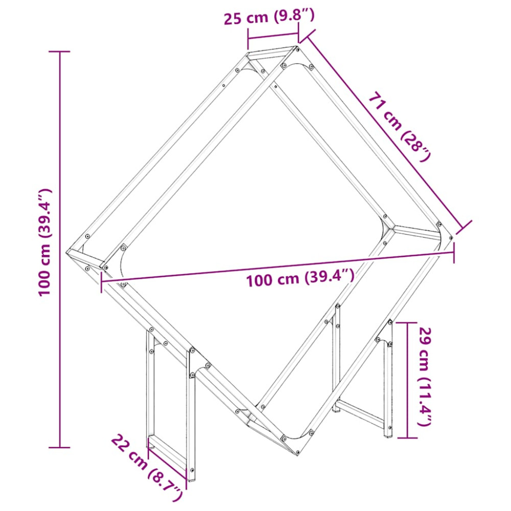 Produktbild för Vedställ vit 100x25x100 cm kallvalsat stål