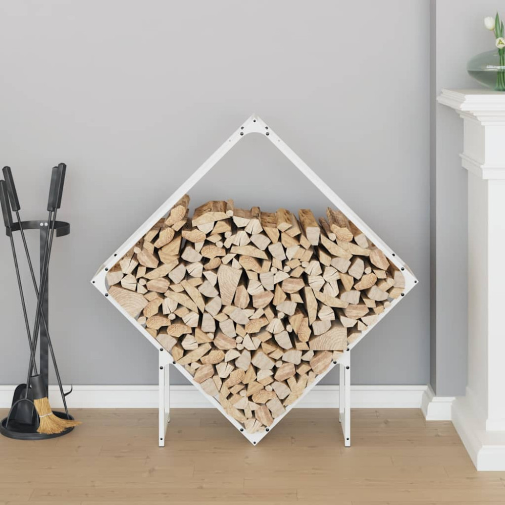 Produktbild för Vedställ vit 100x25x100 cm kallvalsat stål