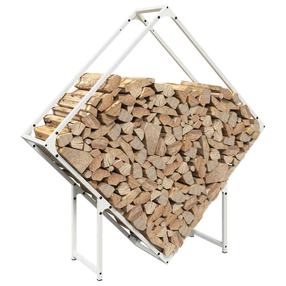 Produktbild för Vedställ vit 100x25x100 cm kallvalsat stål