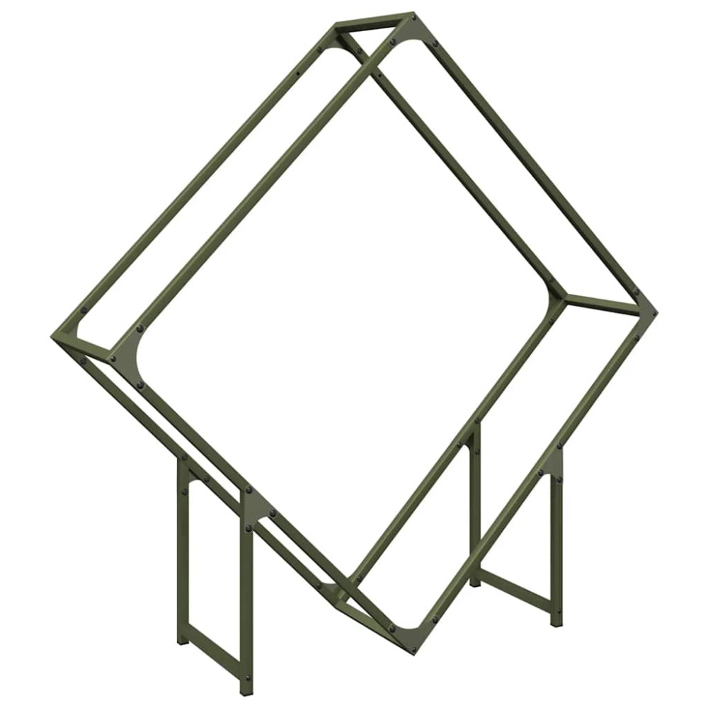 Produktbild för Vedställ olivgrön 100x25x100 cm kallvalsat stål