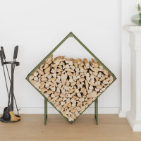 Produktbild för Vedställ olivgrön 100x25x100 cm kallvalsat stål