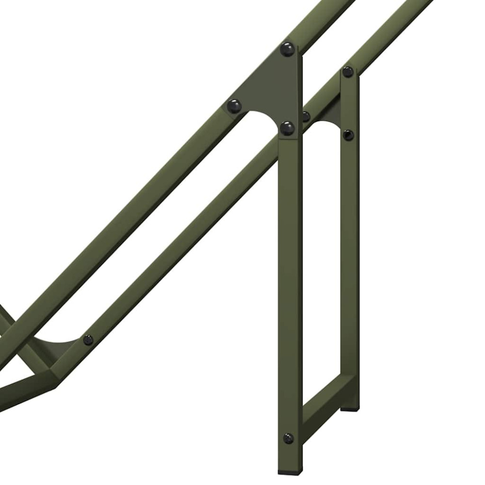 Produktbild för Vedställ olivgrön 100x25x100 cm kallvalsat stål