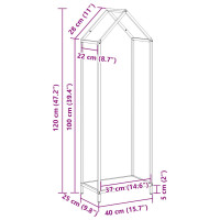 Produktbild för Vedställ vit 40x25x120 cm kallvalsat stål