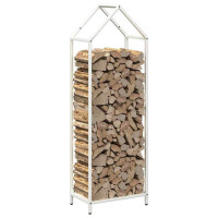 Produktbild för Vedställ vit 40x25x120 cm kallvalsat stål