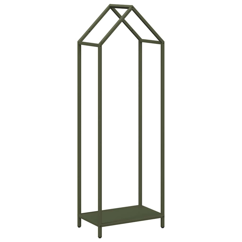 Produktbild för Vedställ olivgrön 40x25x120 cm kallvalsat stål