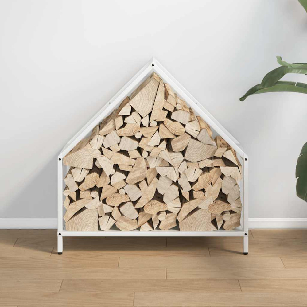 Produktbild för Vedställ vit 60x25x60 cm kallvalsat stål