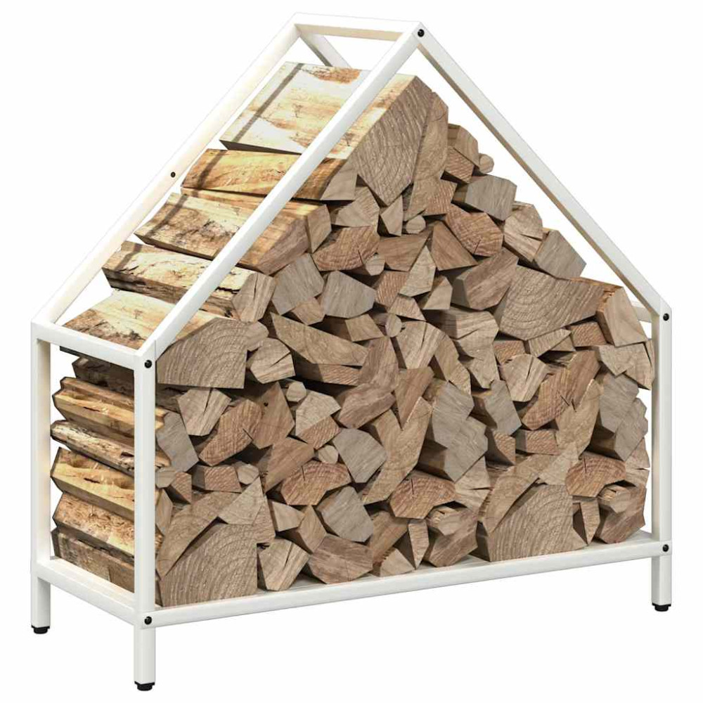 Produktbild för Vedställ vit 60x25x60 cm kallvalsat stål