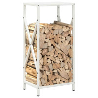 Produktbild för Vedställ vit 34x25x70 cm kallvalsat stål