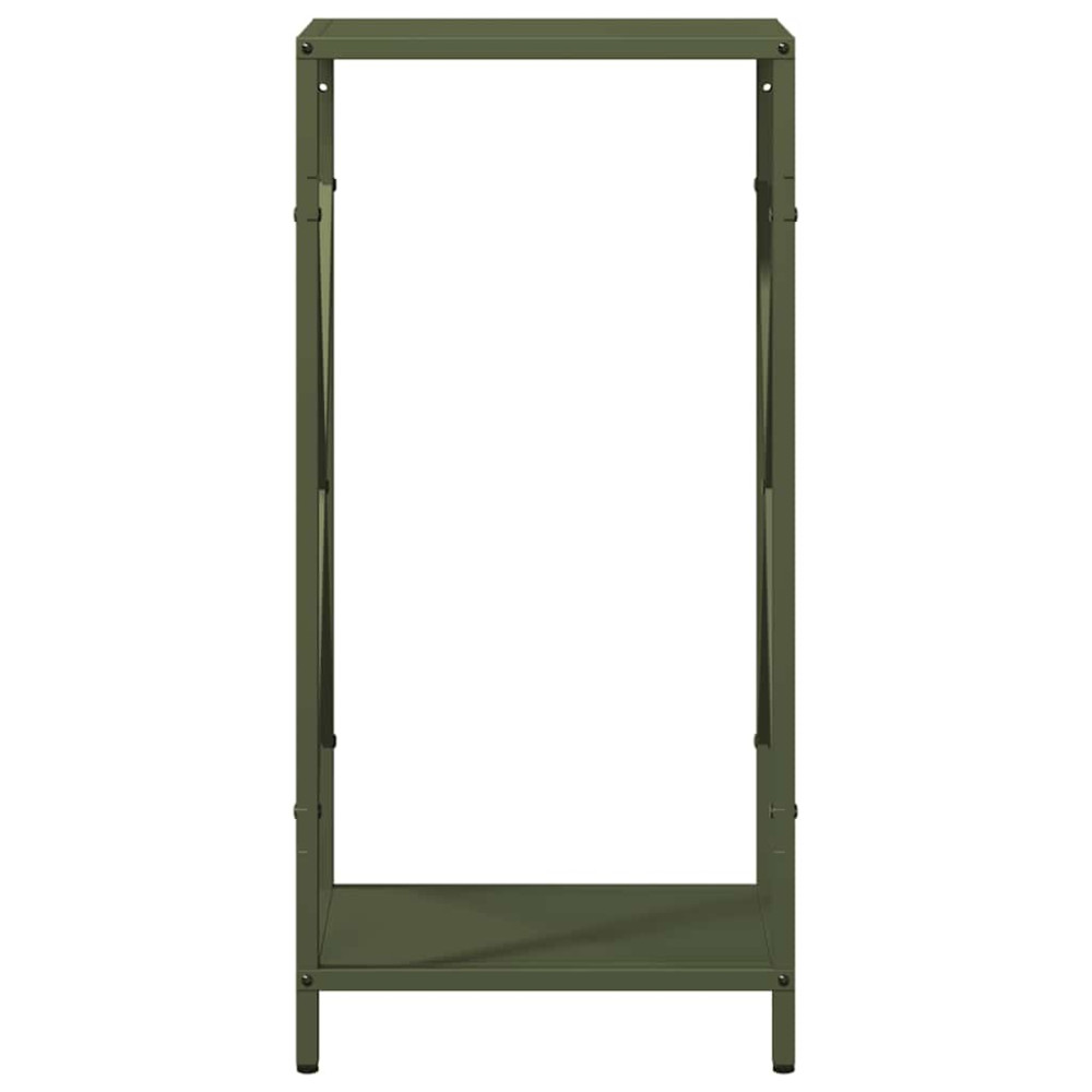 Produktbild för Vedställ olivgrön 34x25x70 cm kallvalsat stål