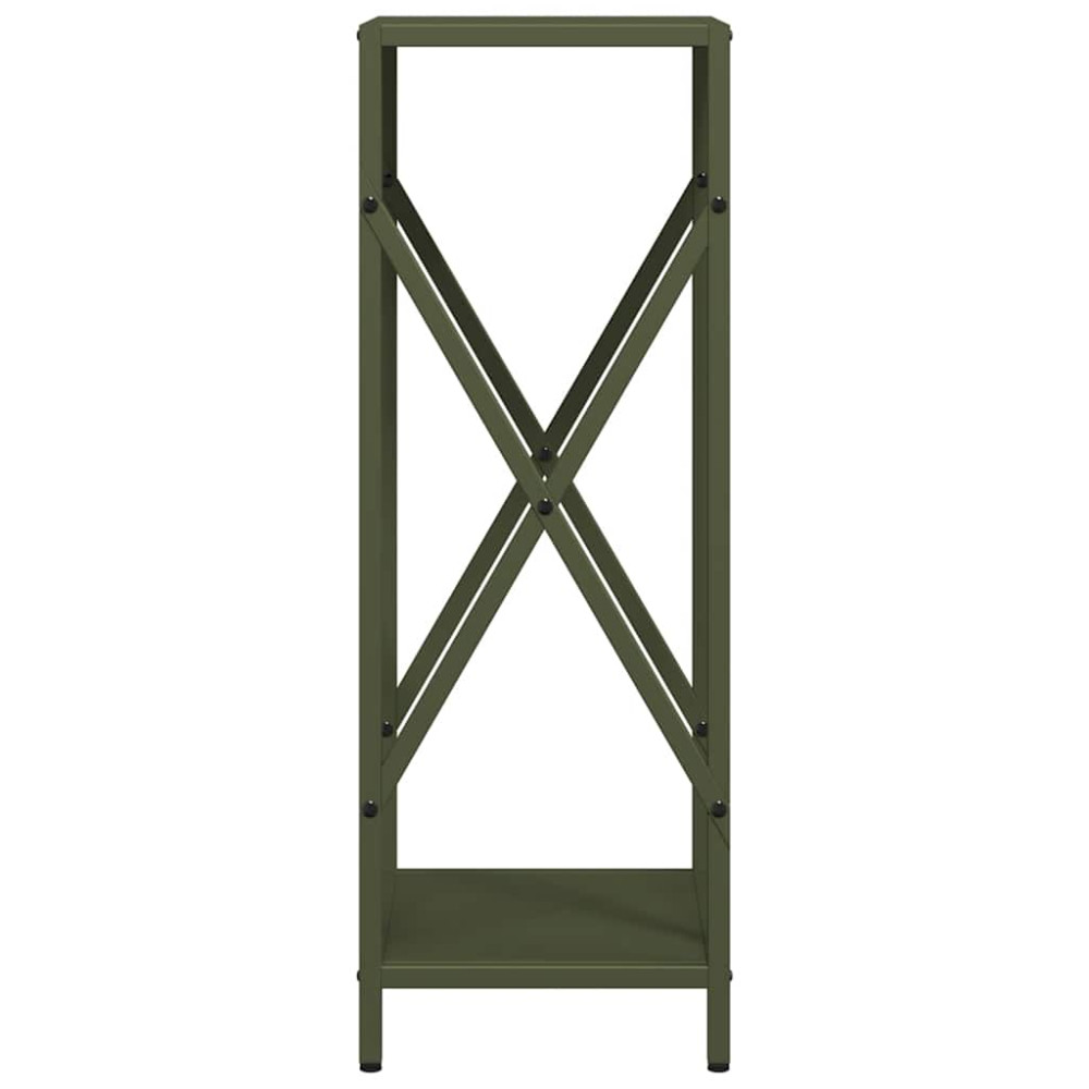 Produktbild för Vedställ olivgrön 34x25x70 cm kallvalsat stål