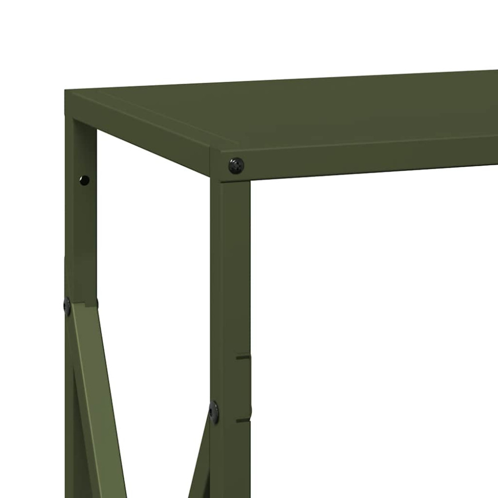 Produktbild för Vedställ olivgrön 34x25x70 cm kallvalsat stål