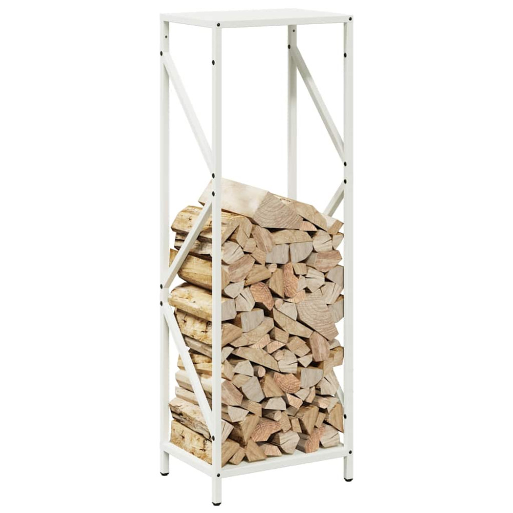 Produktbild för Vedställ vit 34x25x100 cm kallvalsat stål