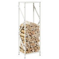 Produktbild för Vedställ vit 34x25x100 cm kallvalsat stål