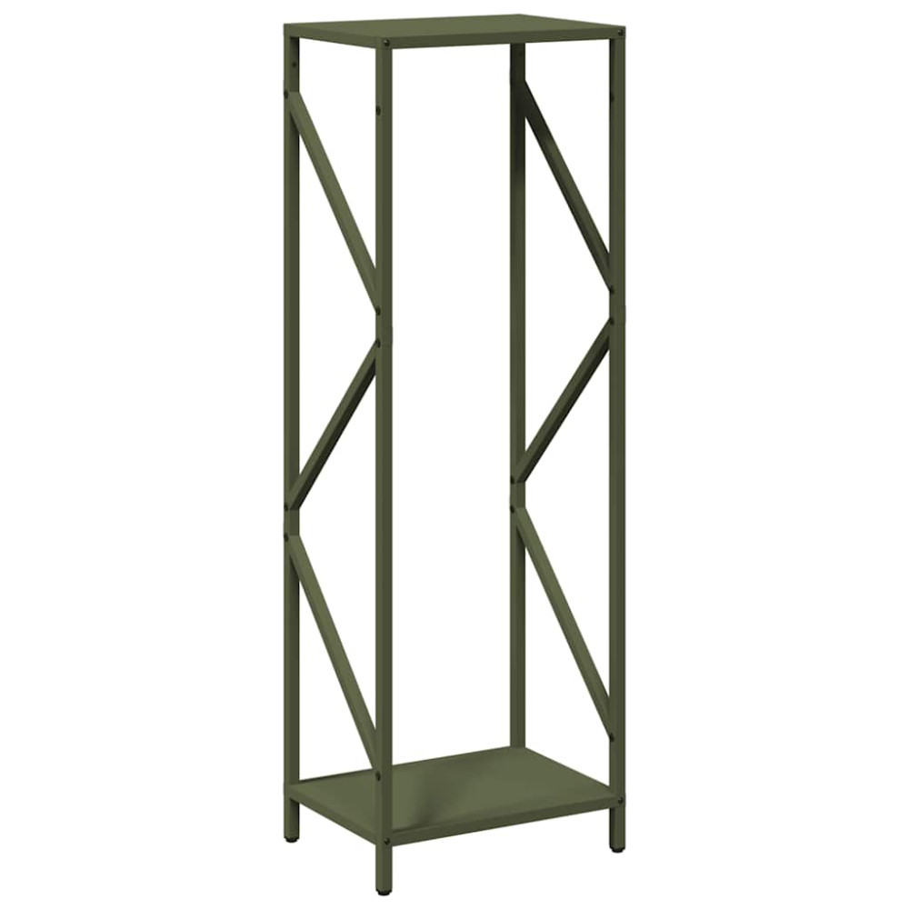 Produktbild för Vedställ olivgrön 34x25x100 cm kallvalsat stål
