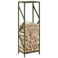 Produktbild för Vedställ olivgrön 34x25x100 cm kallvalsat stål