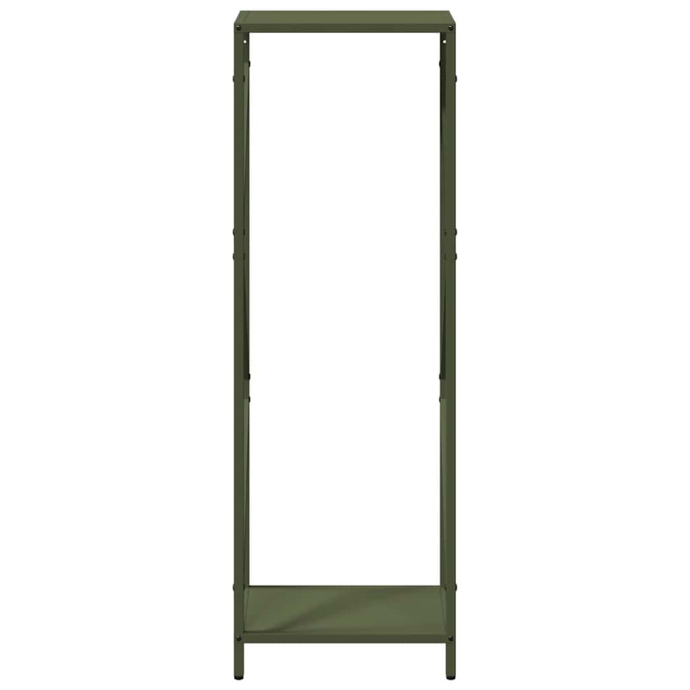 Produktbild för Vedställ olivgrön 34x25x100 cm kallvalsat stål