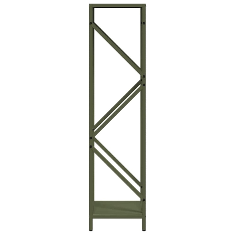 Produktbild för Vedställ olivgrön 34x25x100 cm kallvalsat stål