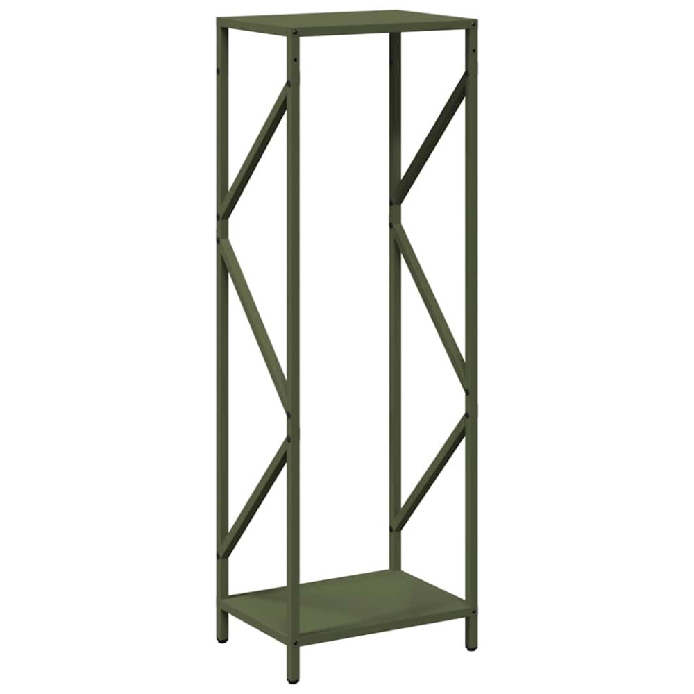 Produktbild för Vedställ olivgrön 34x25x100 cm kallvalsat stål