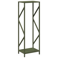 Produktbild för Vedställ olivgrön 34x25x100 cm kallvalsat stål