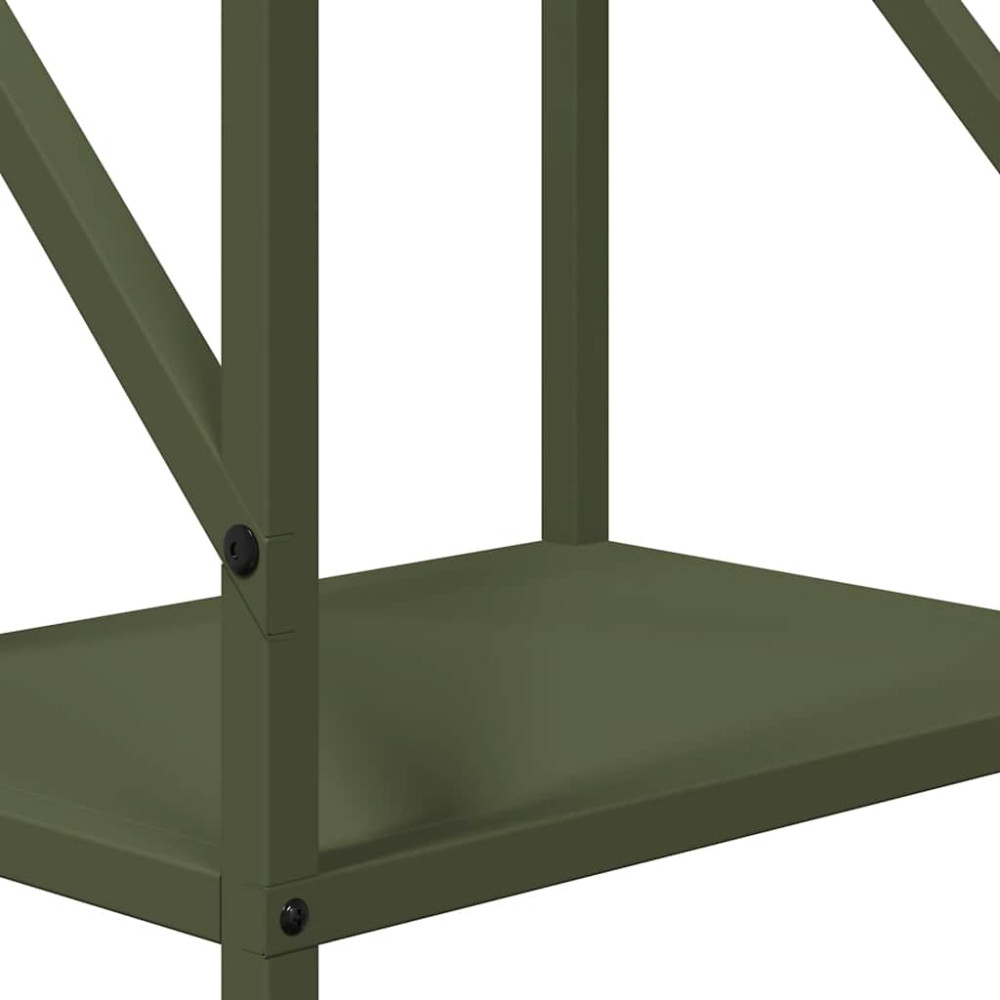Produktbild för Vedställ olivgrön 34x25x100 cm kallvalsat stål
