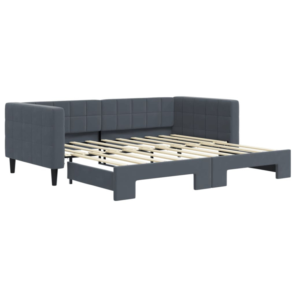 Produktbild för Dagbädd utdragbar mörkgrå 90x190 cm sammet