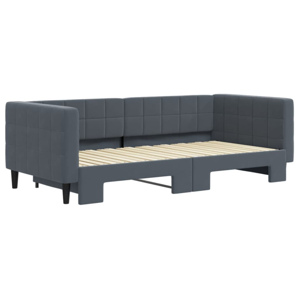 Produktbild för Dagbädd utdragbar mörkgrå 90x190 cm sammet