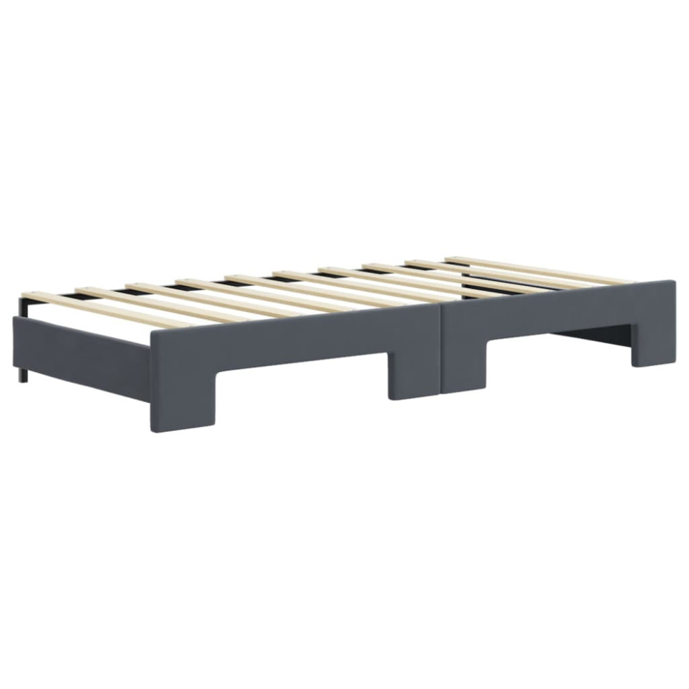 Produktbild för Dagbädd utdragbar mörkgrå 90x190 cm sammet