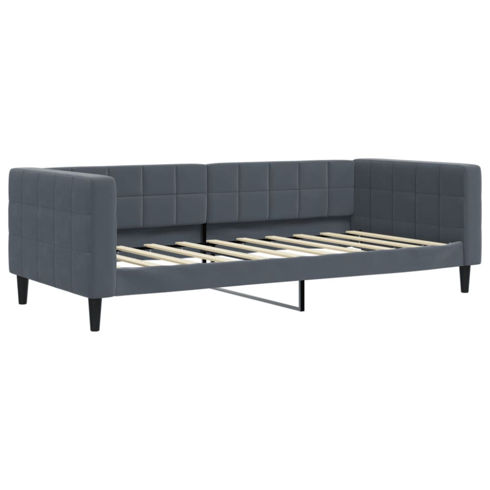 Produktbild för Dagbädd utdragbar mörkgrå 90x190 cm sammet