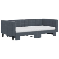 Produktbild för Dagbädd utdragbar och madrasser mörkgrå 90x190 cm sammet