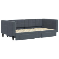 Produktbild för Dagbädd utdragbar med lådor mörkgrå 90x190 cm sammet