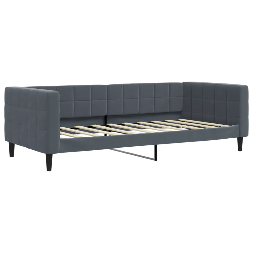Produktbild för Dagbädd utdragbar med lådor mörkgrå 90x190 cm sammet