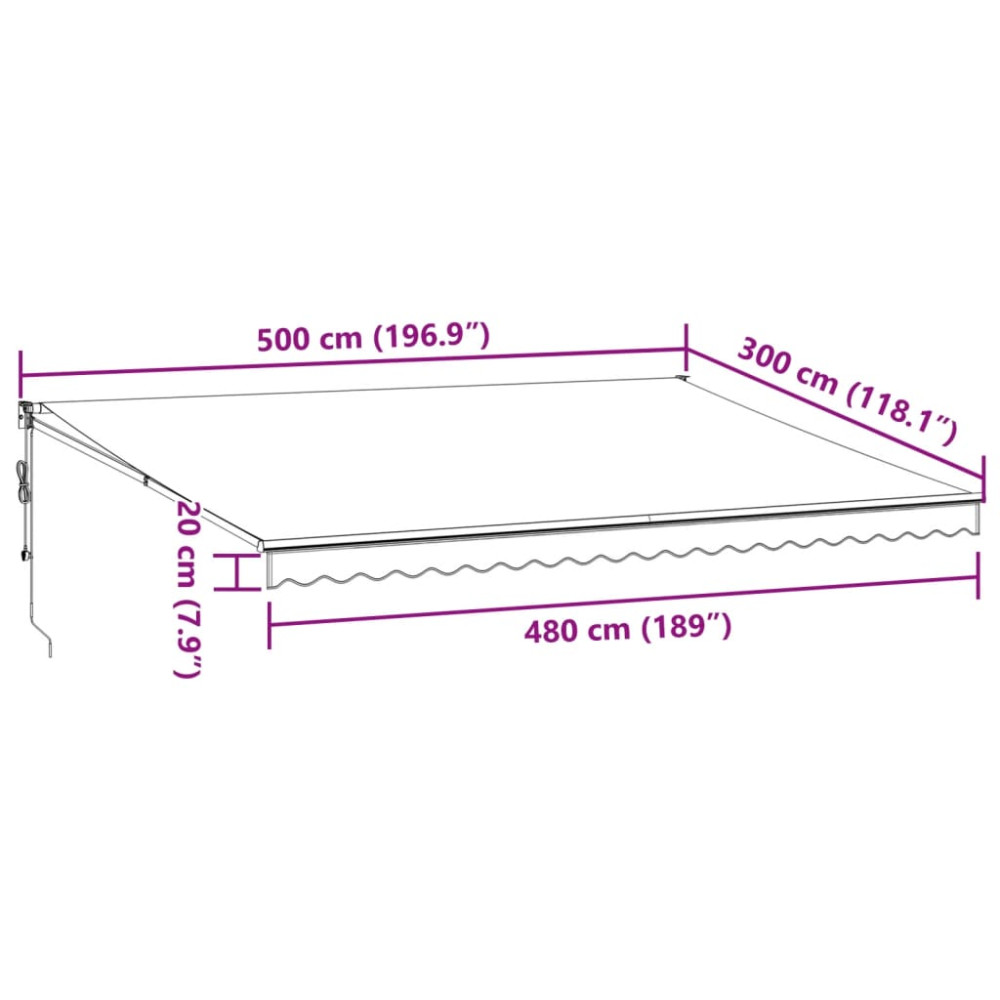 Produktbild för Markis automatiskt infällbar 500x300 cm brun