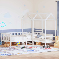 Produktbild för Dagbädd med bänk och tak vit 80x200 cm massiv furu