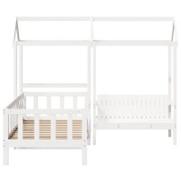 Produktbild för Dagbädd med bänk och tak vit 80x200 cm massiv furu