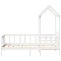 Produktbild för Dagbädd med bänk och tak vit 80x200 cm massiv furu
