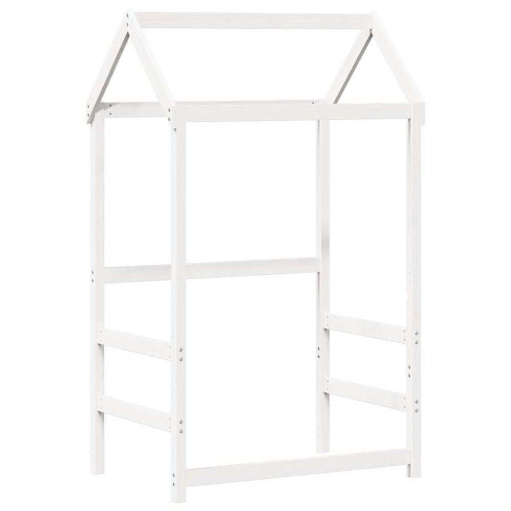 Produktbild för Dagbädd med bänk och tak vit 80x200 cm massiv furu
