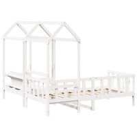 Produktbild för Dagbädd med bänk och tak vit 80x200 cm massiv furu
