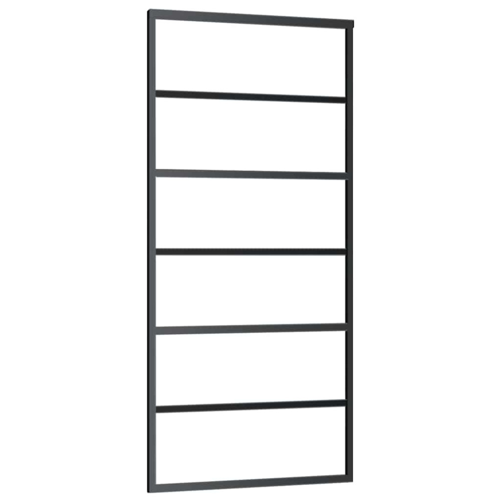 Produktbild för Skjutdörr med beslag svart 90x205 cm ESG-glas