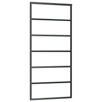 Produktbild för Skjutdörr med beslag svart 90x205 cm ESG-glas