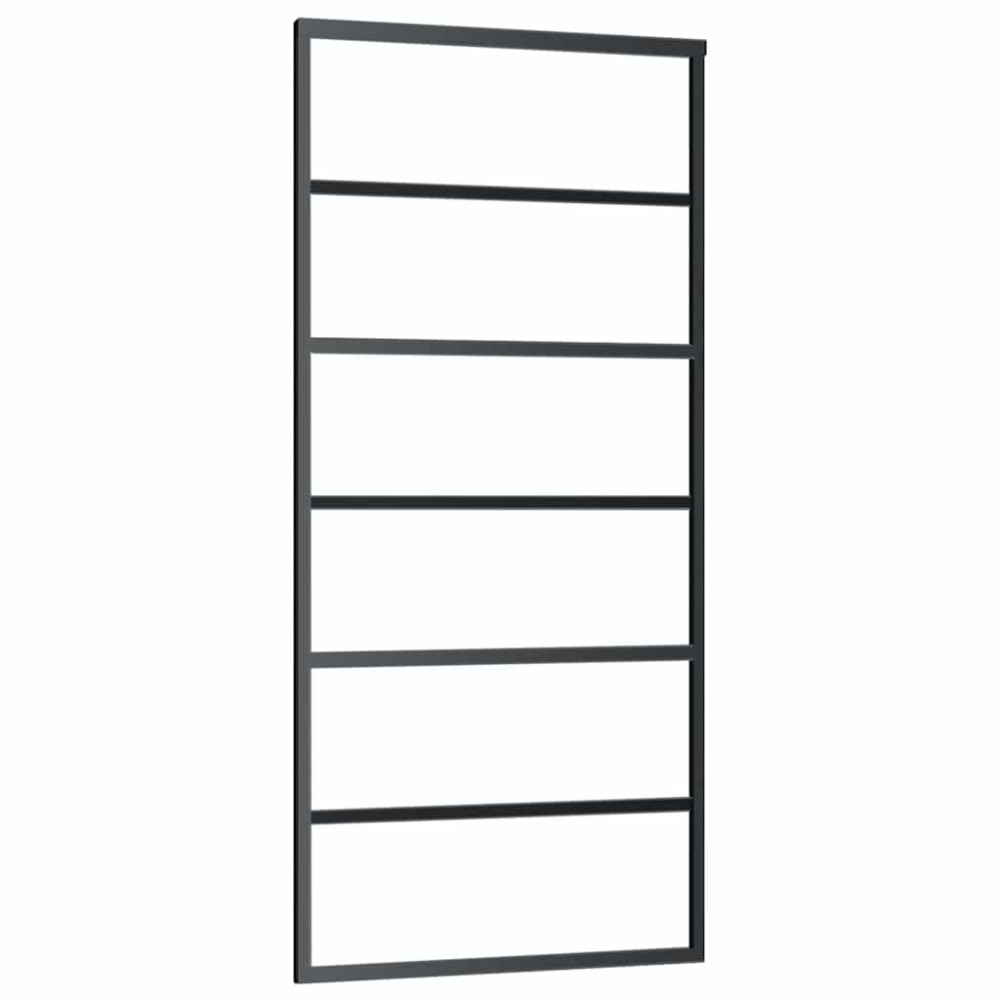 Produktbild för Skjutdörr med beslag svart 90x205 cm ESG-glas