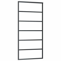Produktbild för Skjutdörr med beslag svart 90x205 cm ESG-glas