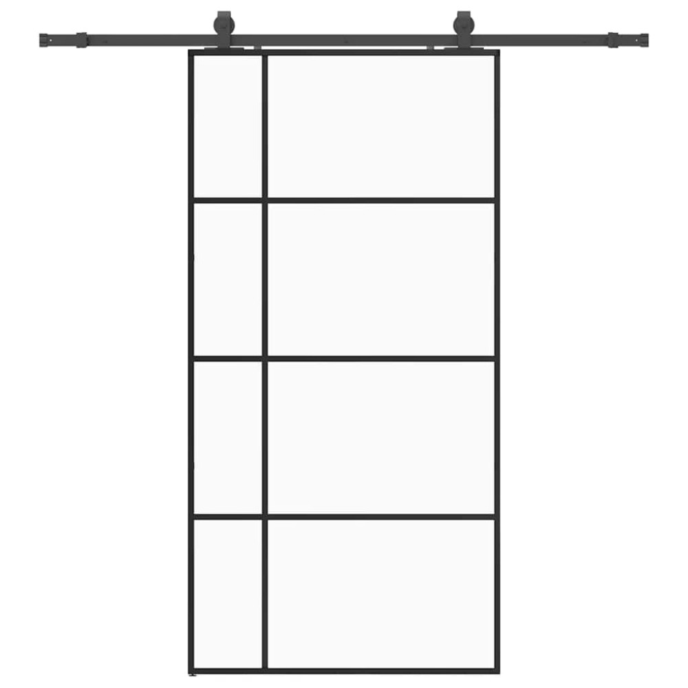 Produktbild för Skjutdörr med beslag svart 102,5x205 cm ESG-glas