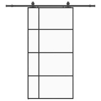 Produktbild för Skjutdörr med beslag svart 102,5x205 cm ESG-glas