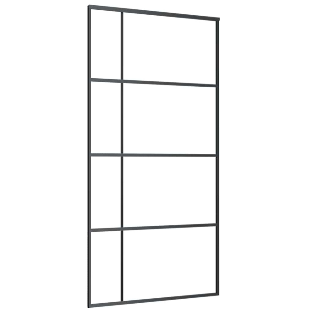 Produktbild för Skjutdörr med beslag svart 102,5x205 cm ESG-glas