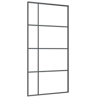 Produktbild för Skjutdörr med beslag svart 102,5x205 cm ESG-glas
