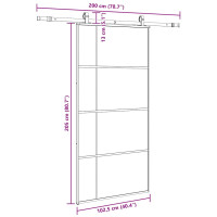 Produktbild för Skjutdörr med beslag svart 102,5x205 cm ESG-glas