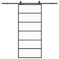 Produktbild för Skjutdörr med beslag svart 90x205 cm ESG-glas