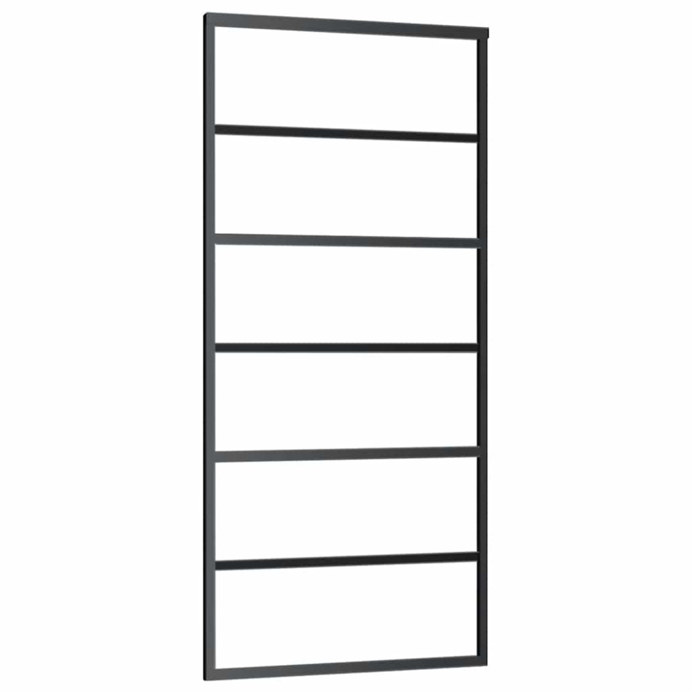 Produktbild för Skjutdörr med beslag svart 90x205 cm ESG-glas